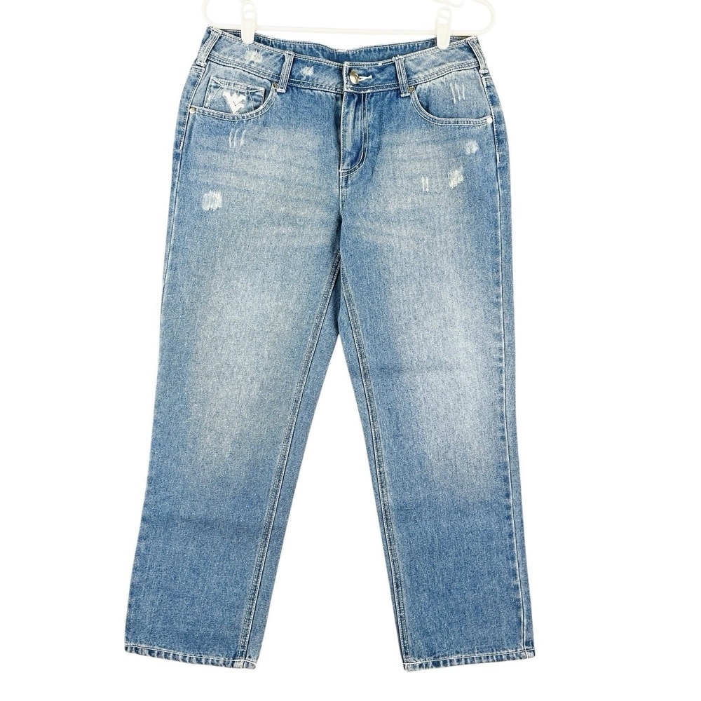 Alyssa Milano G for Her Women's Crop Jeans Size 4 Distressed Tapered Blue Cotton